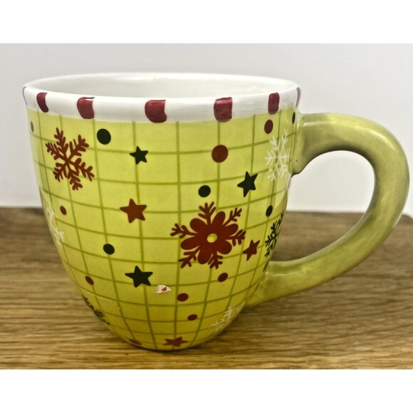World Market 3D Surprise Tree Inside Checked Snowflake Christmas Holiday Mug - Picture 2 of 11